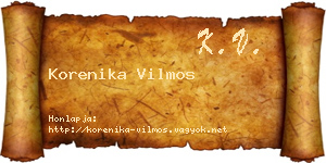 Korenika Vilmos névjegykártya